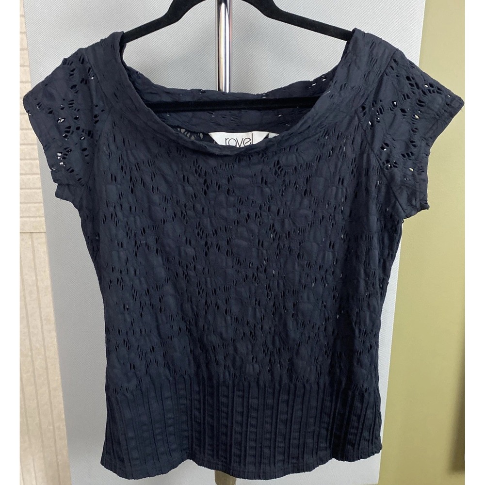 Ravel‎ Black Cap Sleeve soft Cowl Neck Women's Top Size Large NWOT